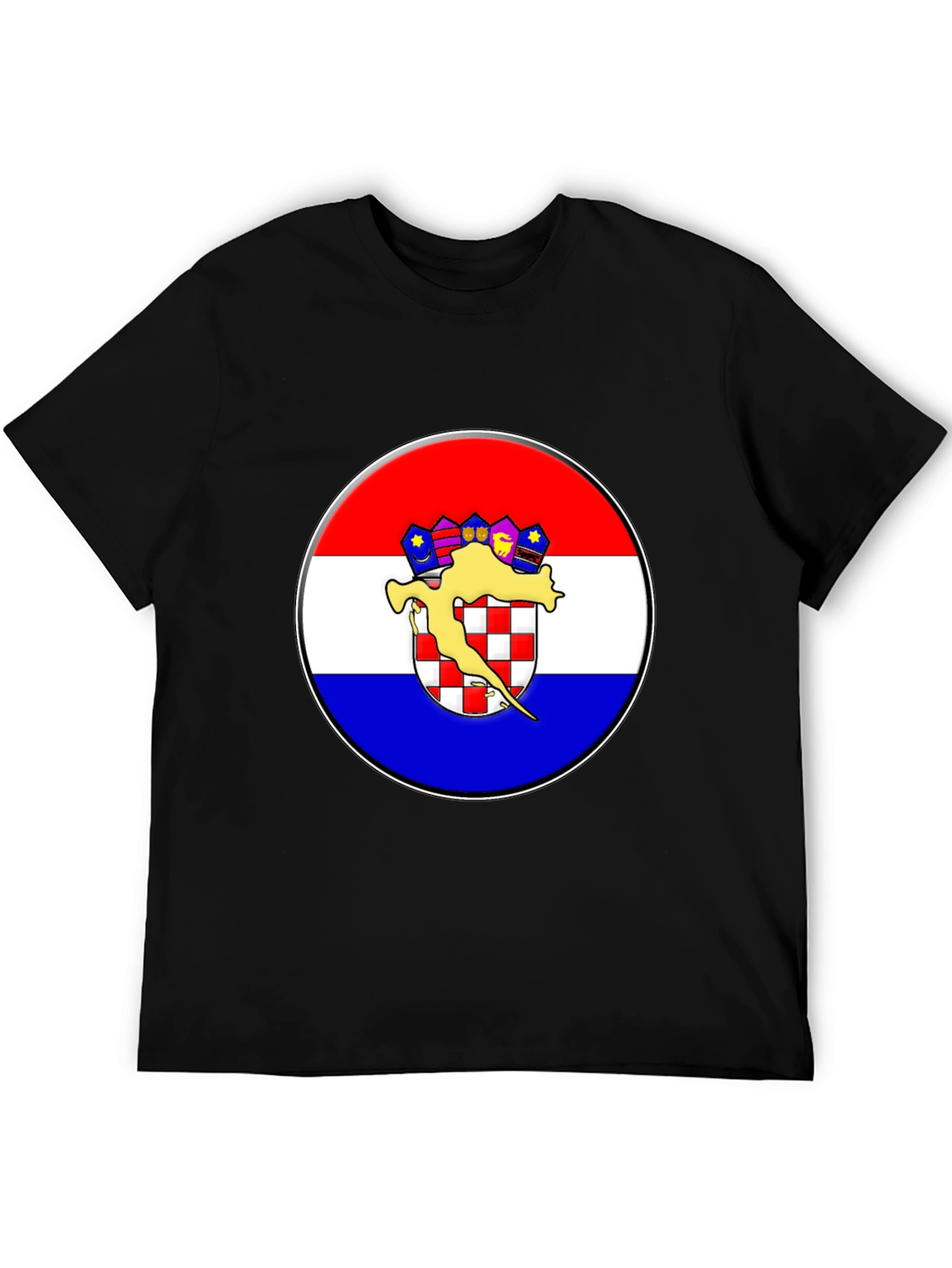 Croatian Flag Graphic T-Shirt - Black