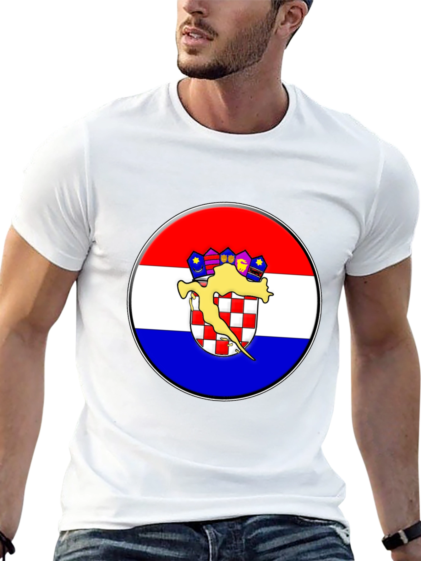 Croatian Flag Graphic T-Shirt - Black