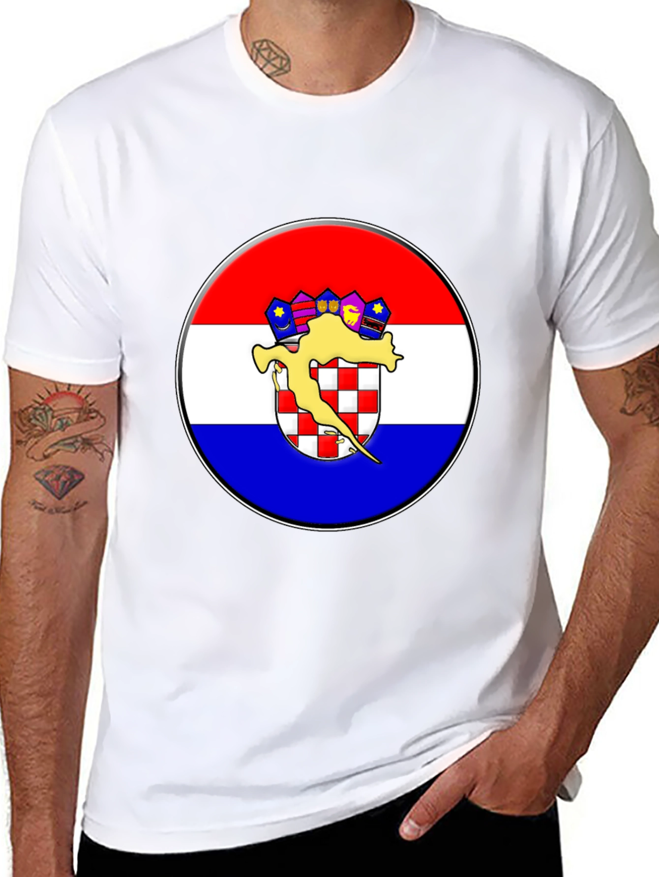 Croatian Flag Graphic T-Shirt - Black