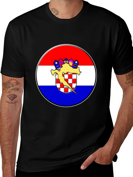 Croatian Flag Graphic T-Shirt - Black