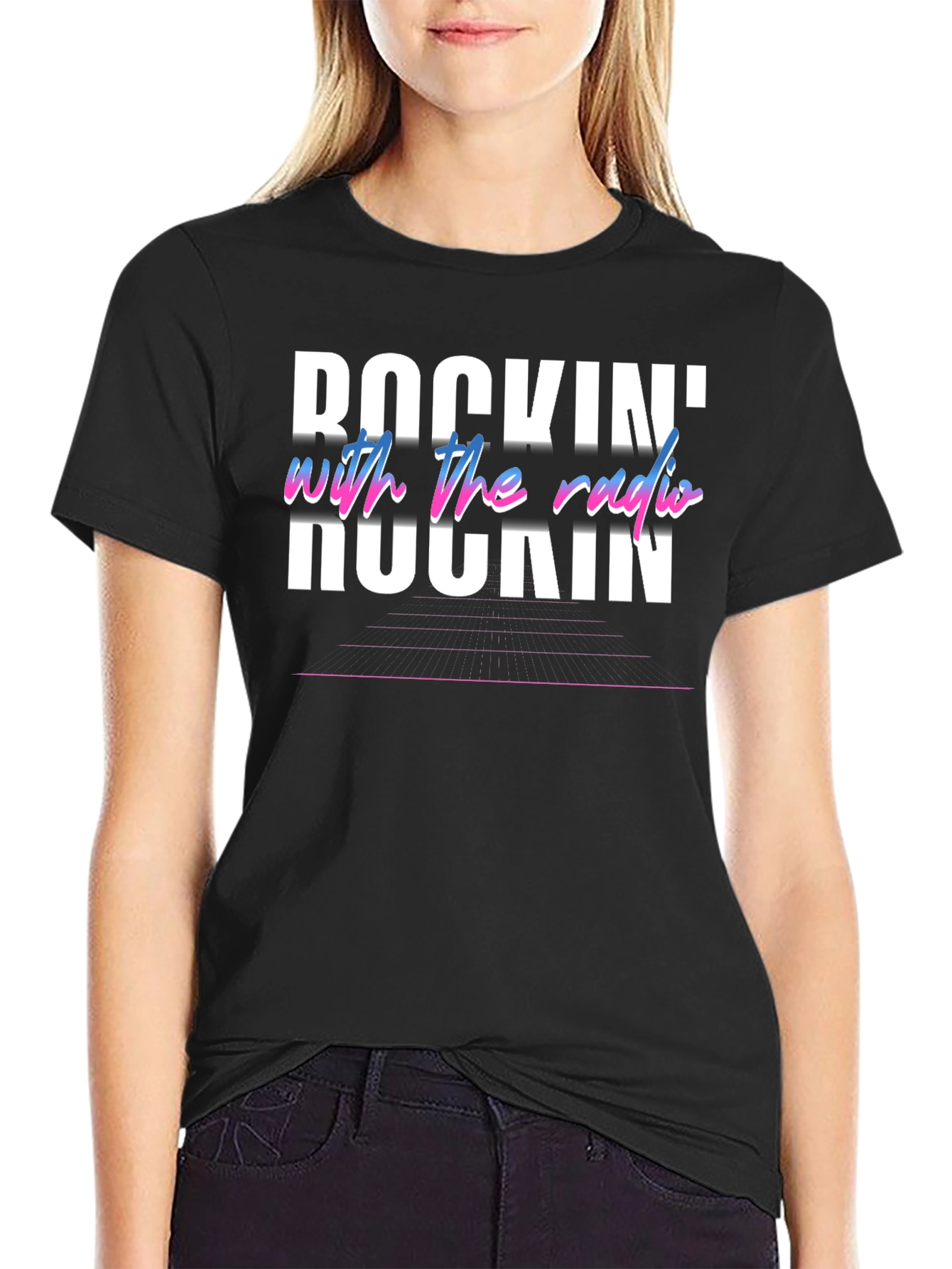 Rockin With the Radio Black Graphic Tee