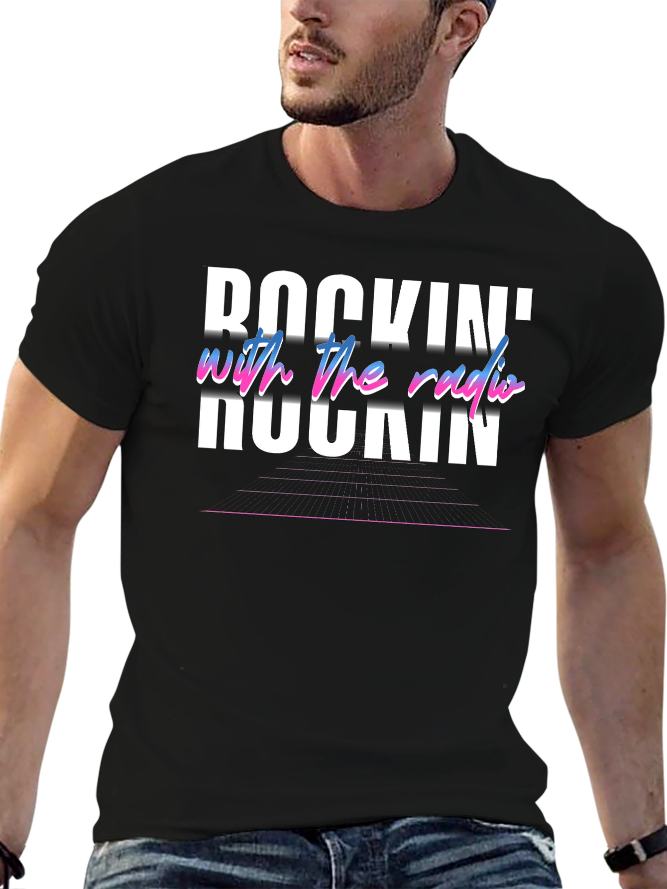 Rockin With the Radio Black Graphic Tee