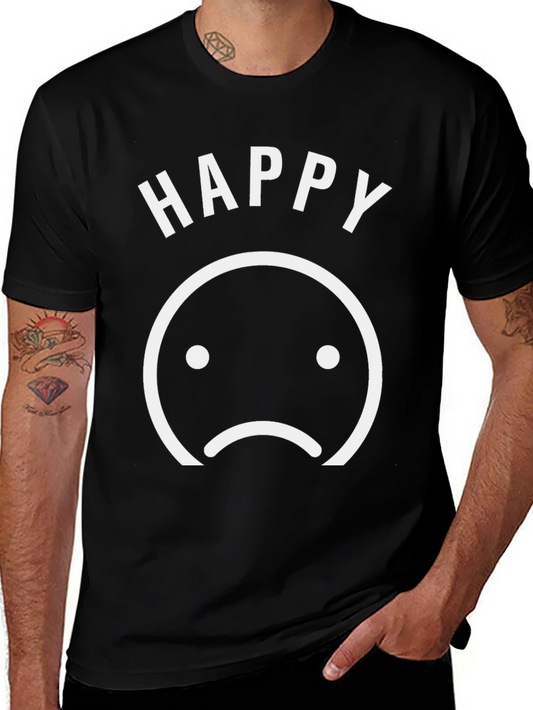 Happy Sad Face Graphic T-Shirt - Mens Crew Neck