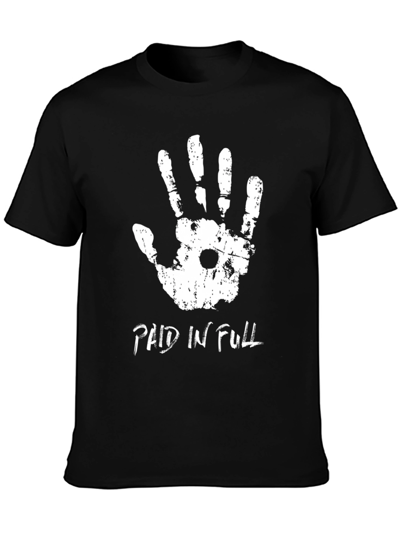 Paid In Full Handprint Graphic Black T-Shirt