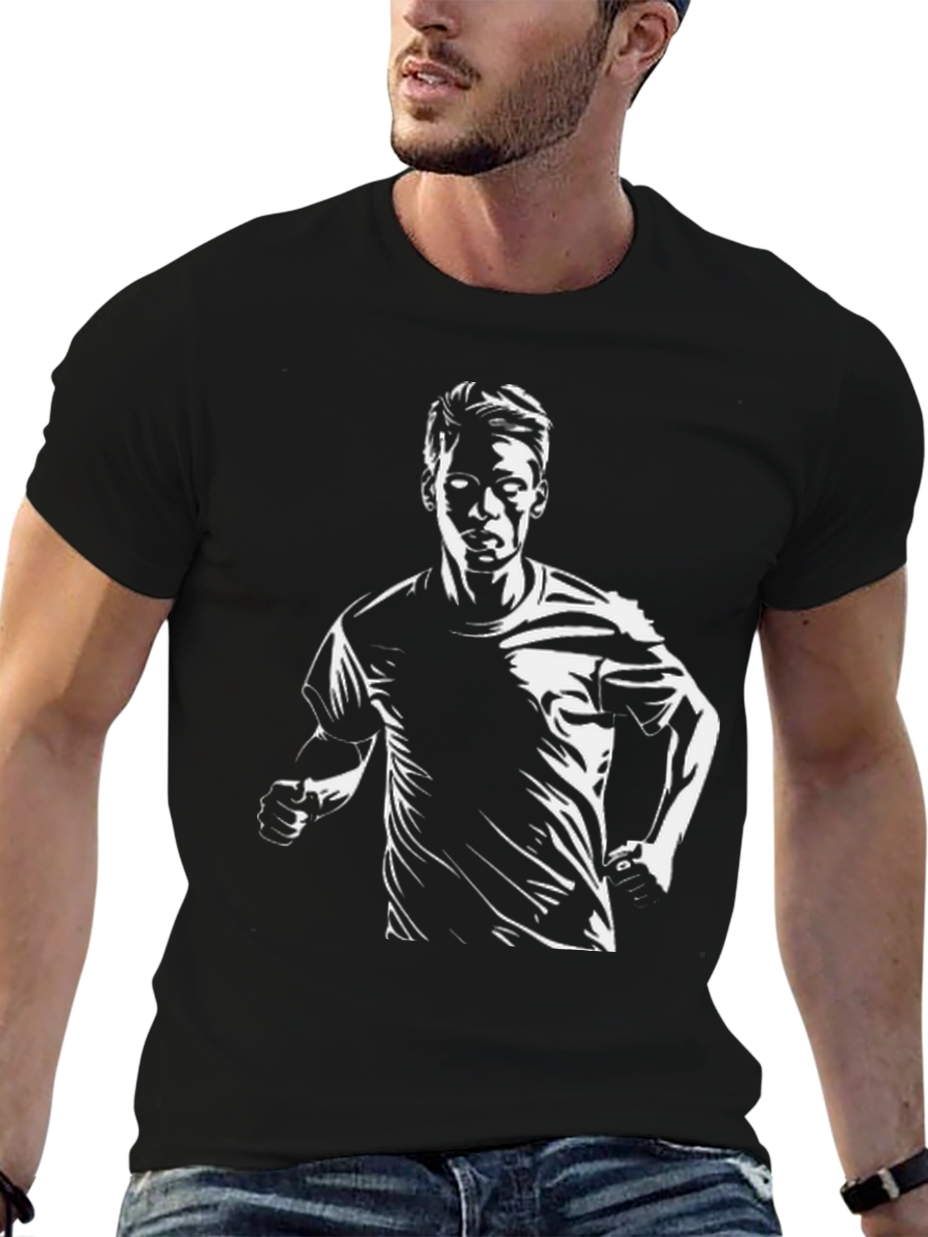 Mens Black Graphic Tee - Runner Silhouette
