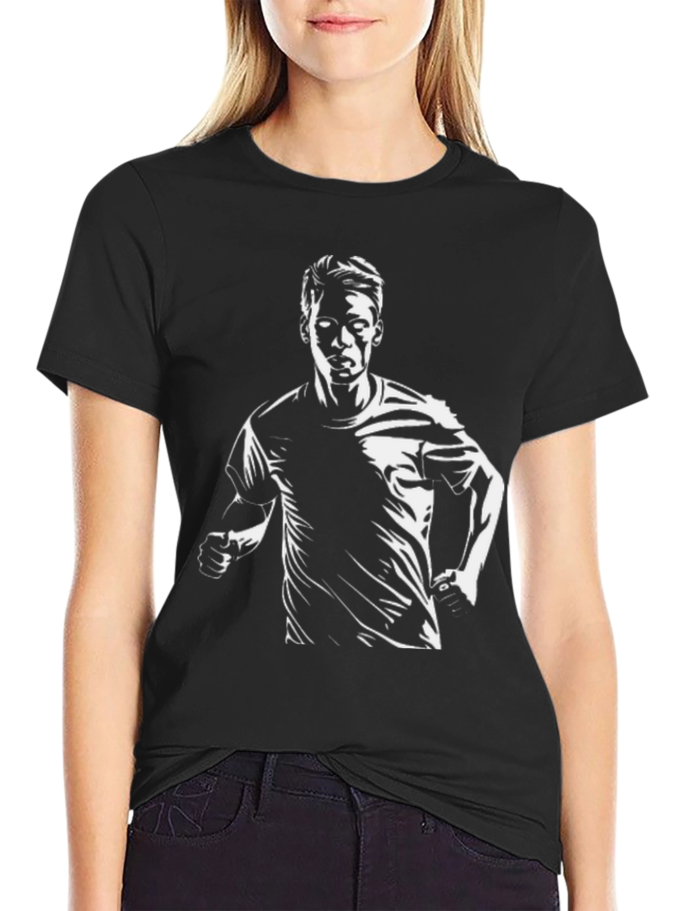 Mens Black Graphic Tee - Runner Silhouette