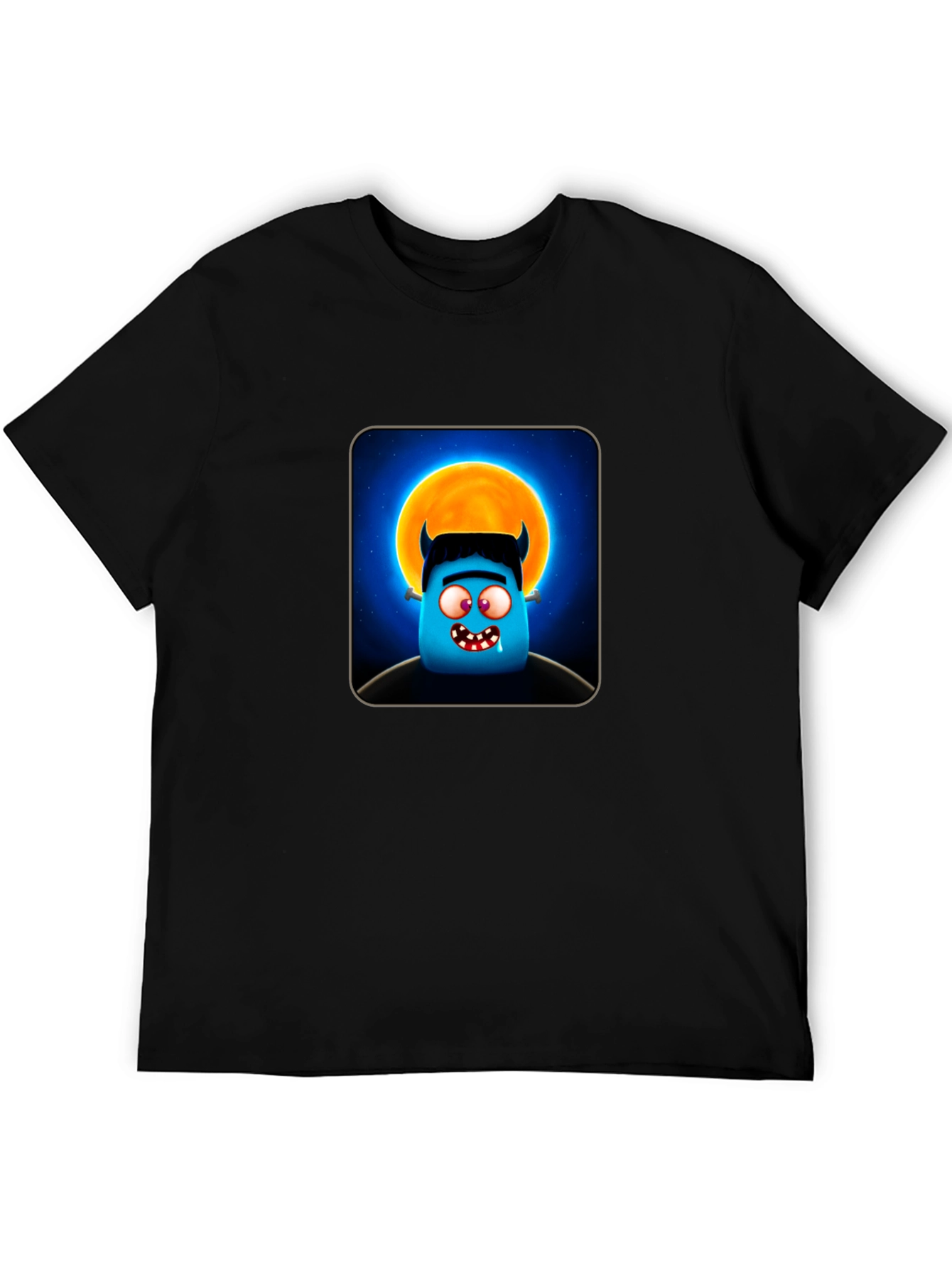 Monster Moon Graphic T-Shirt - Black Cotton Tee