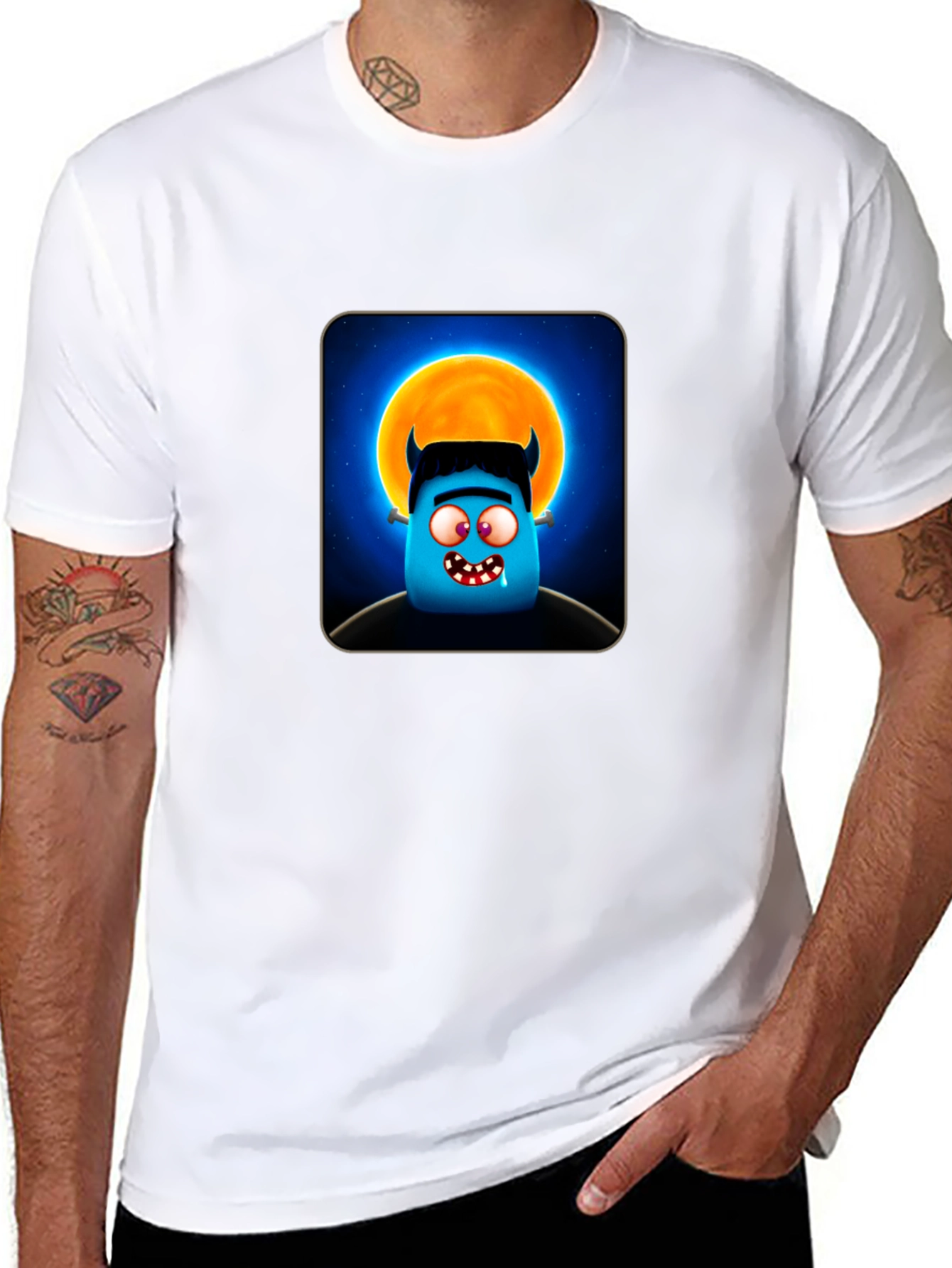 Monster Moon Graphic T-Shirt - Black Cotton Tee