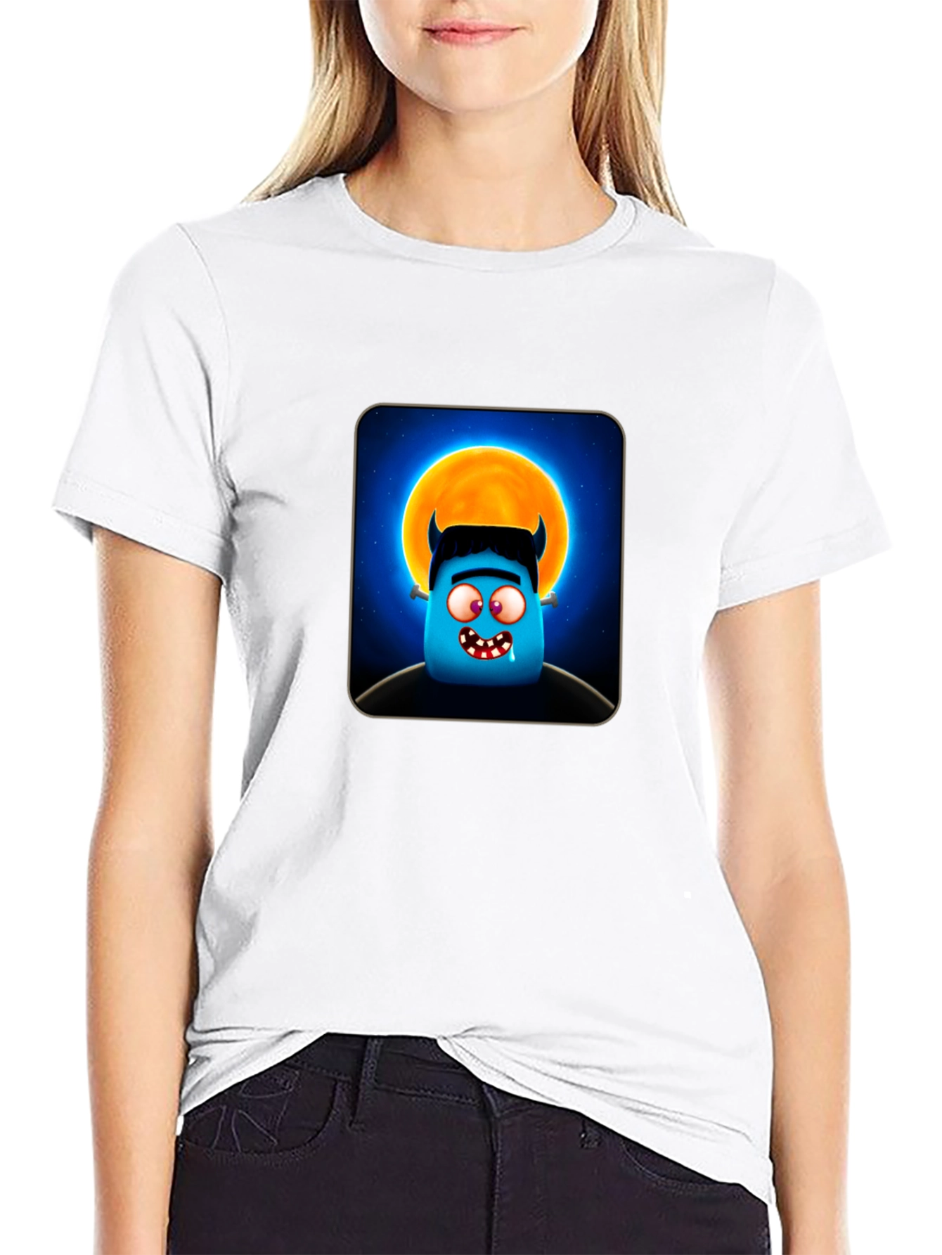 Monster Moon Graphic T-Shirt - Black Cotton Tee