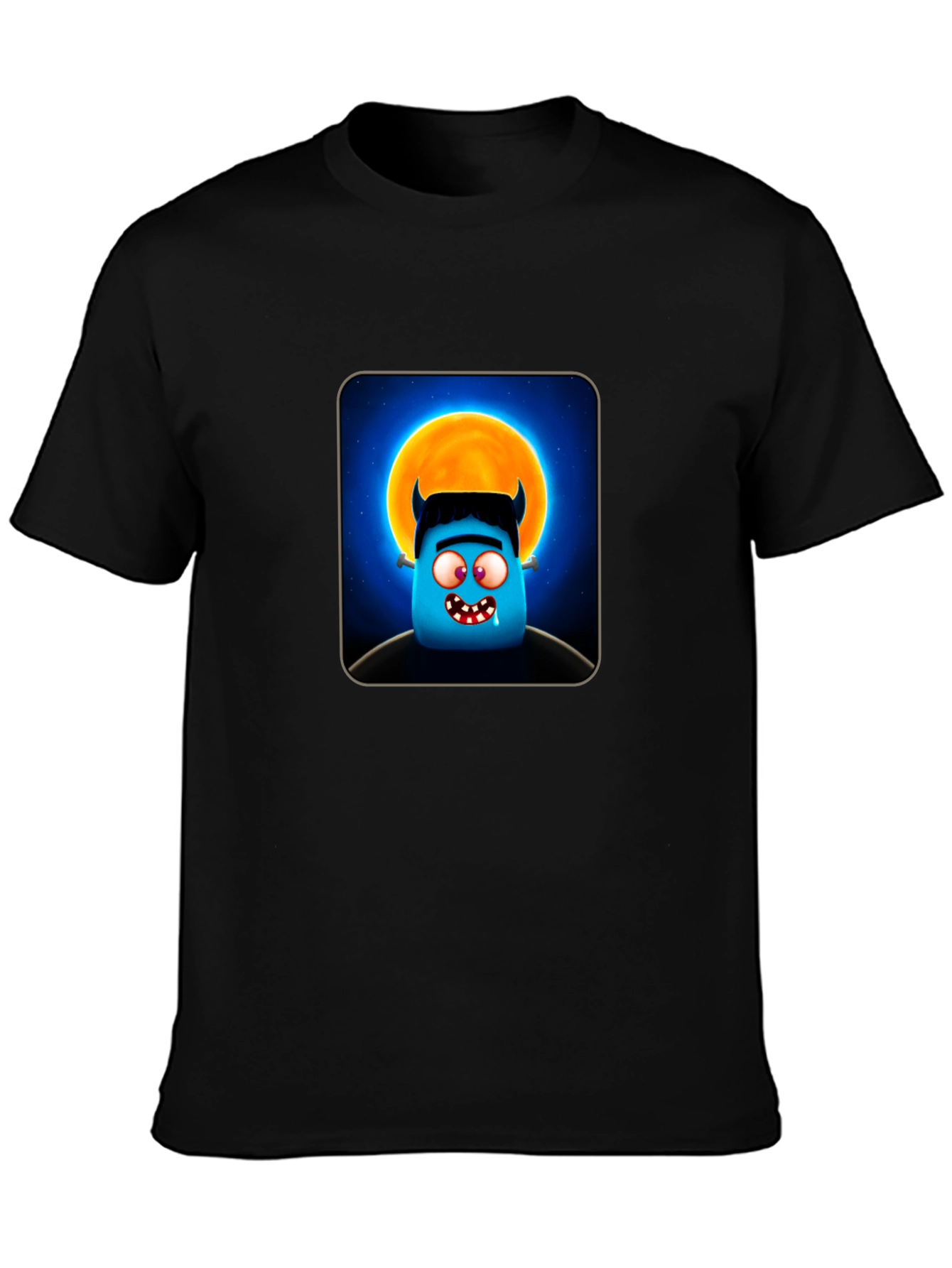 Monster Moon Graphic T-Shirt - Black Cotton Tee