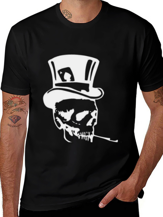 Skull in Top Hat Graphic Tee - Black