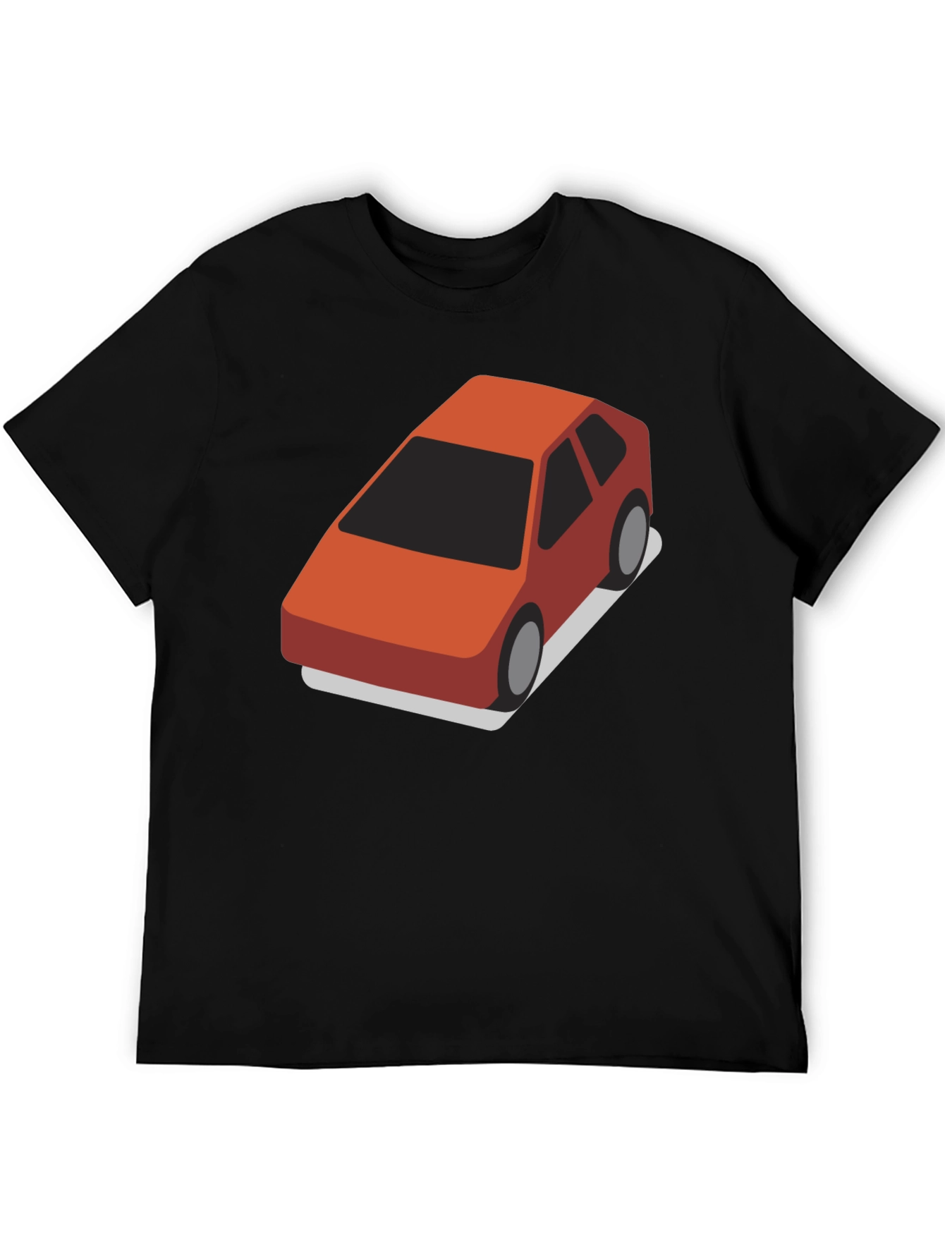 Isometric Car Graphic Tee - Black Cotton Blend T-Shirt