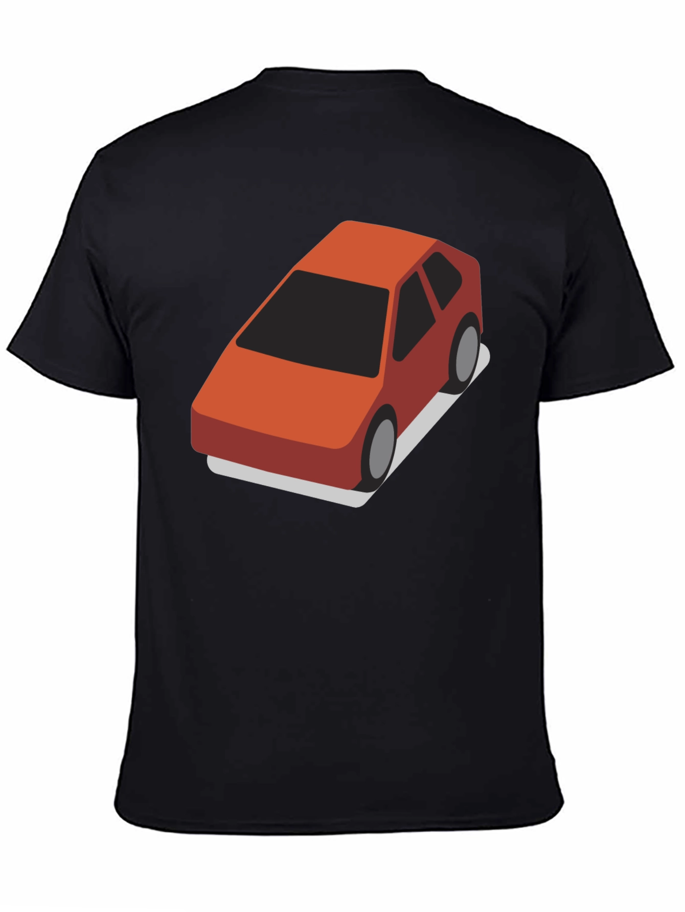 Isometric Car Graphic Tee - Black Cotton Blend T-Shirt