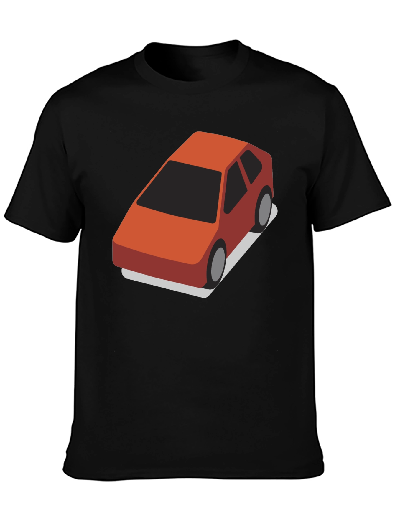 Isometric Car Graphic Tee - Black Cotton Blend T-Shirt