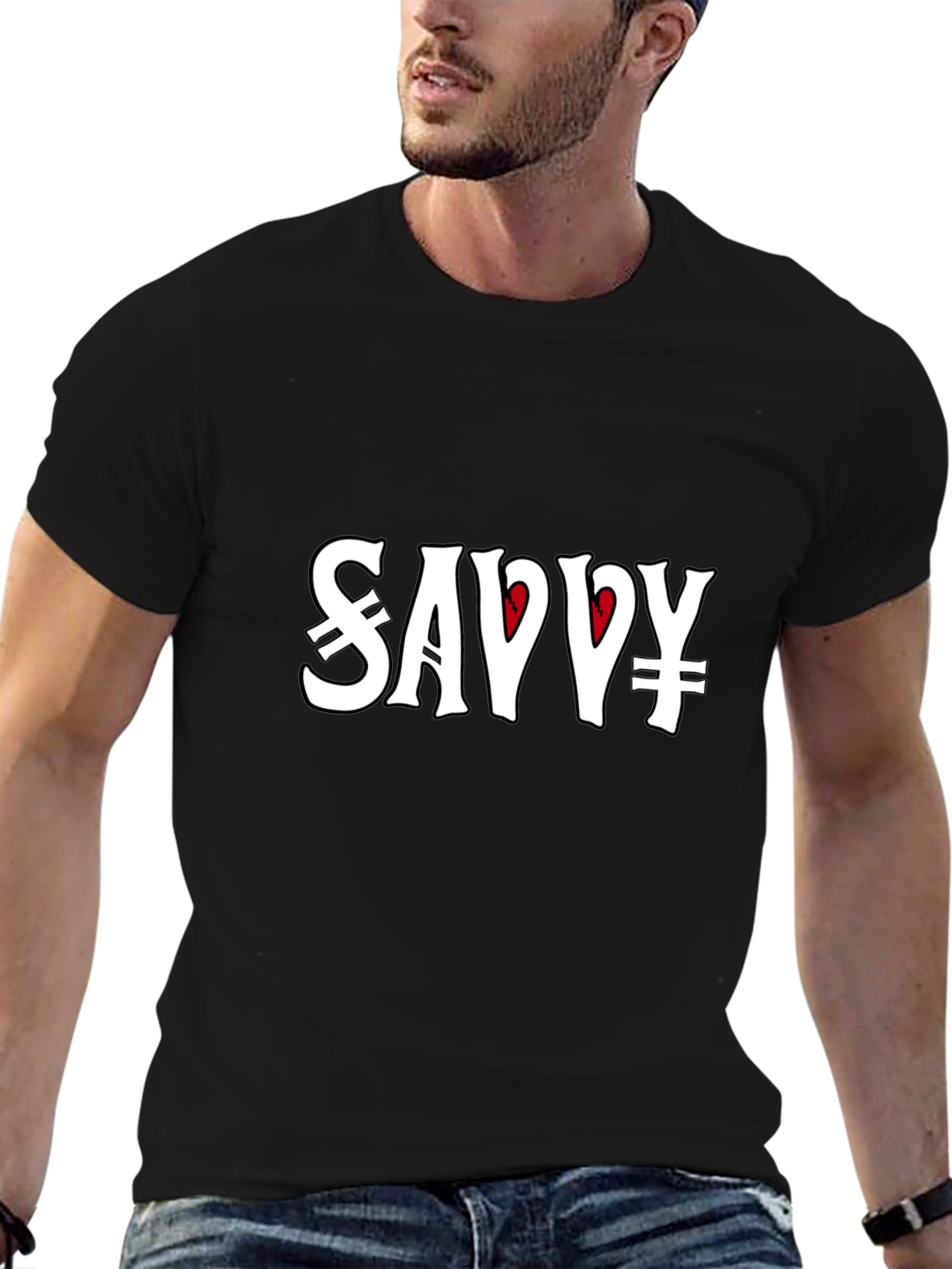 Savvy Graphic Tee - Black Crew Neck T-Shirt