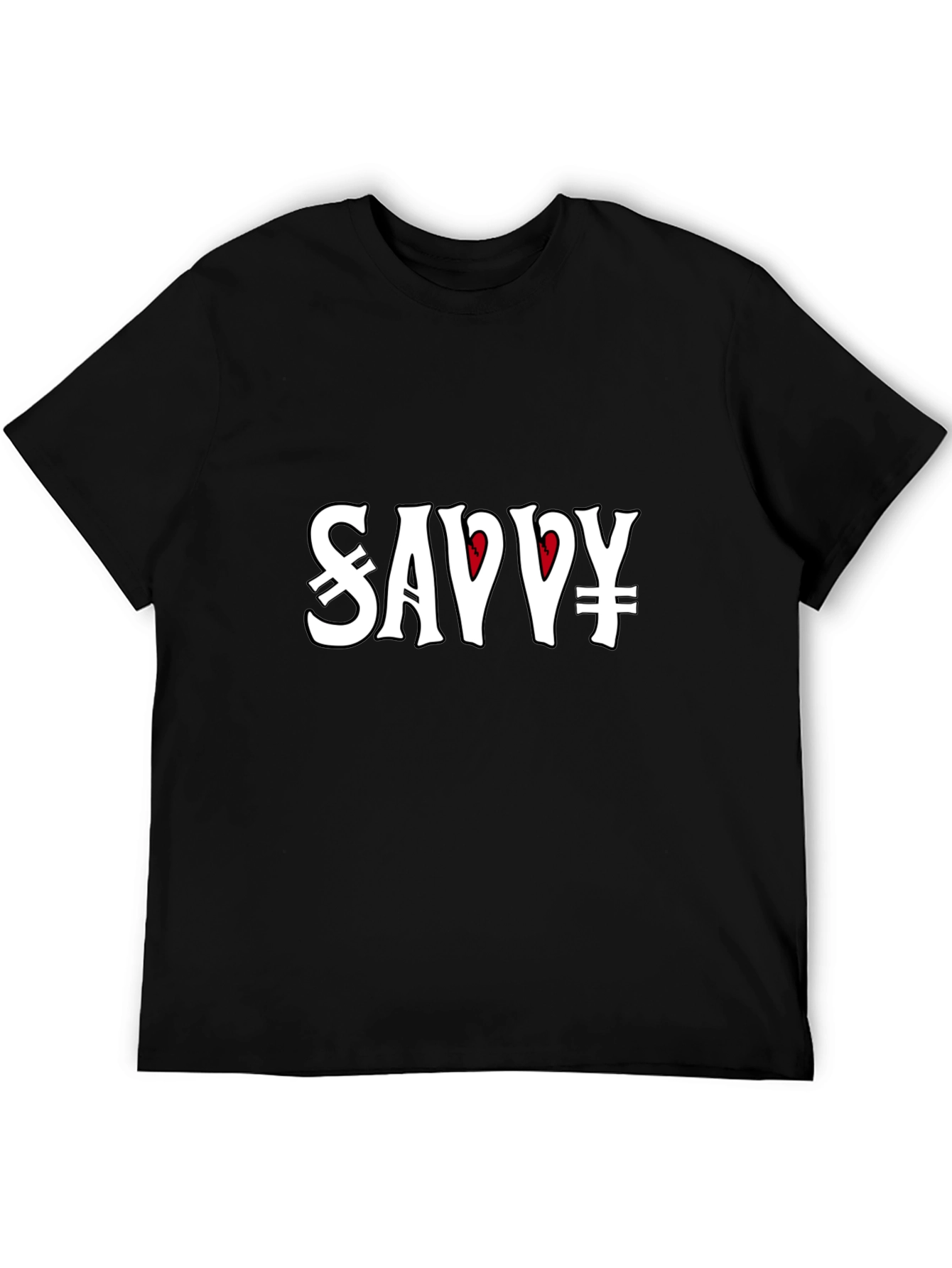 Savvy Graphic Tee - Black Crew Neck T-Shirt