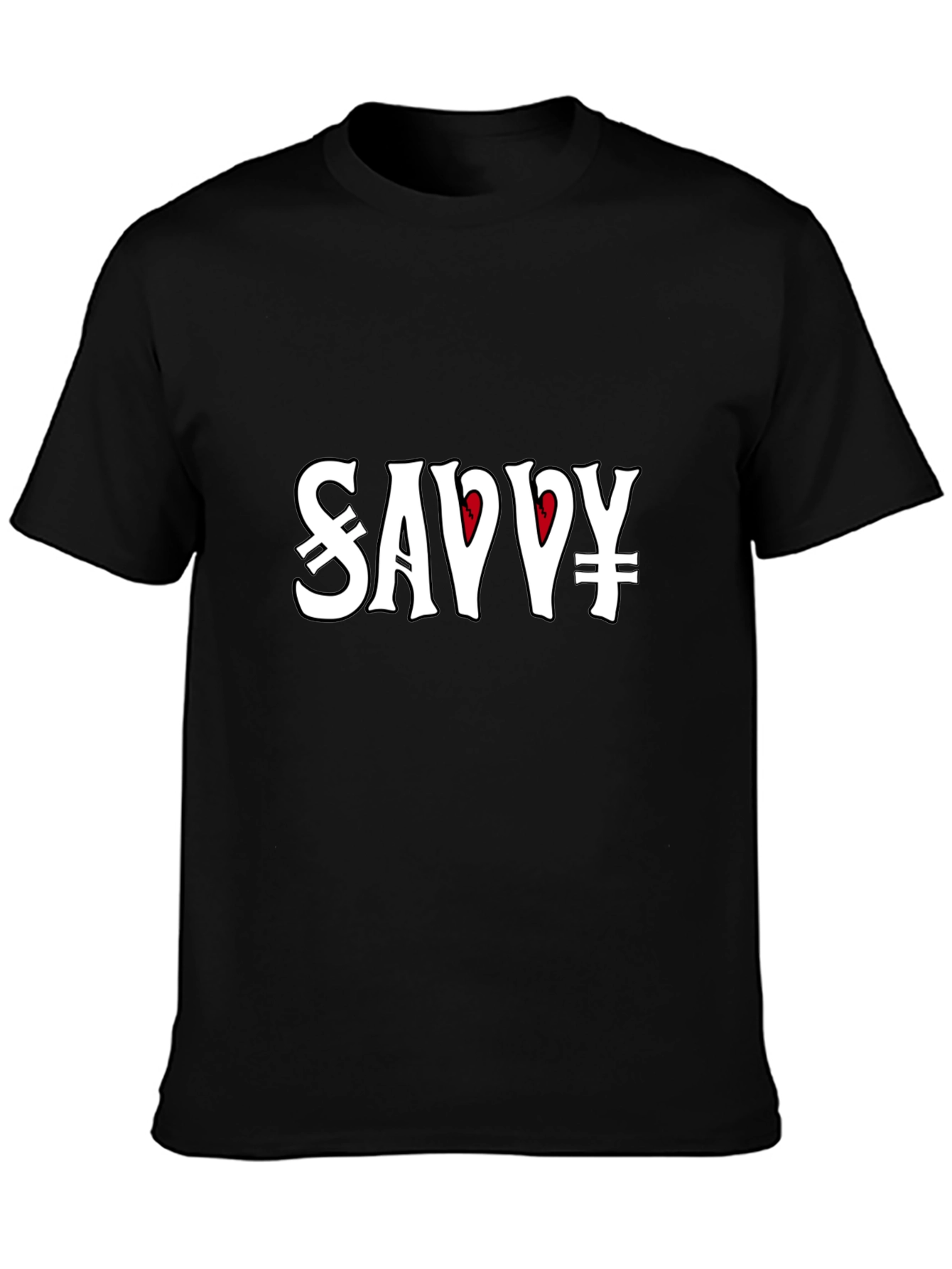 Savvy Graphic Tee - Black Crew Neck T-Shirt
