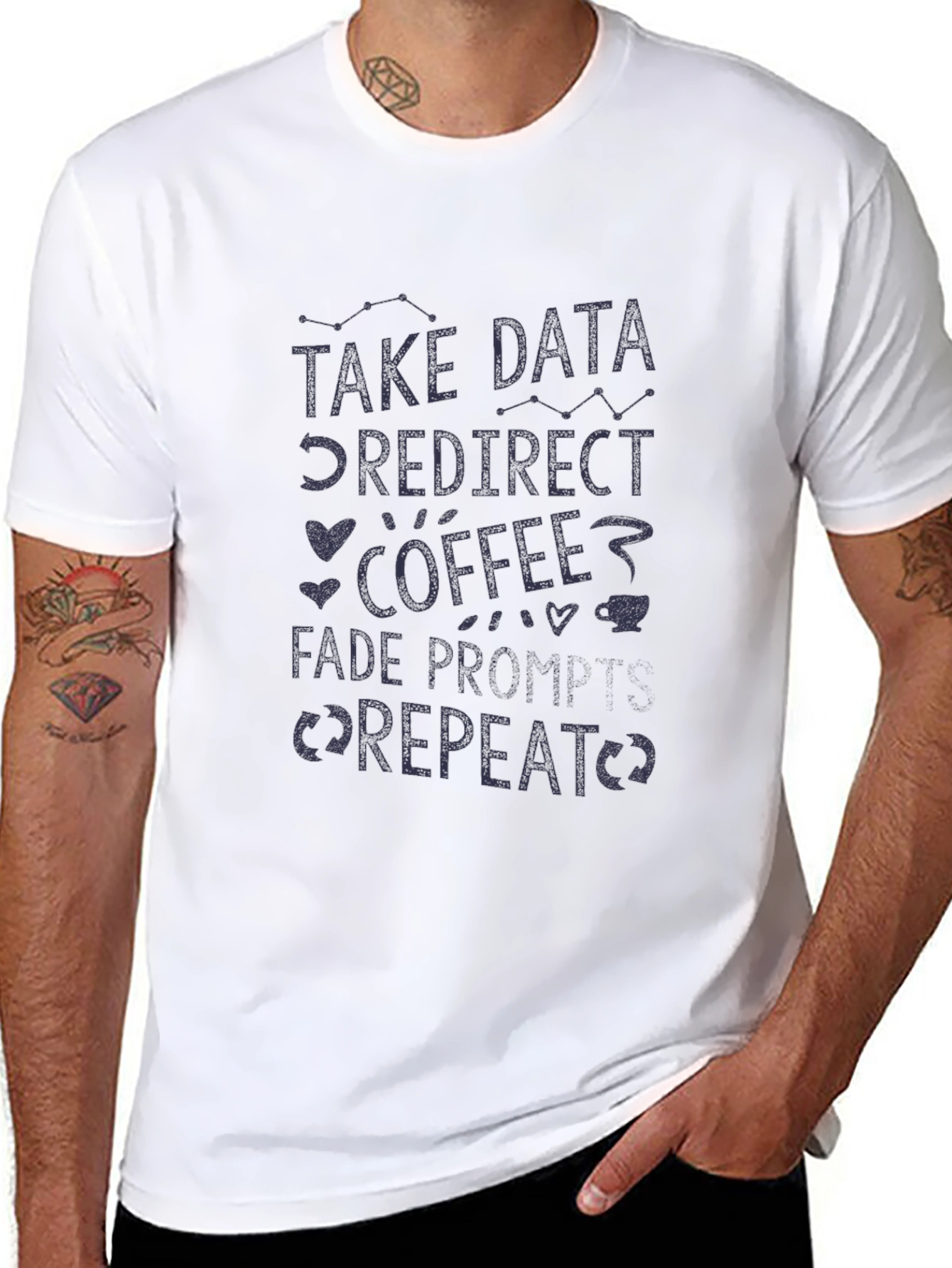 Data Coffee Repeat Graphic Tee - Black