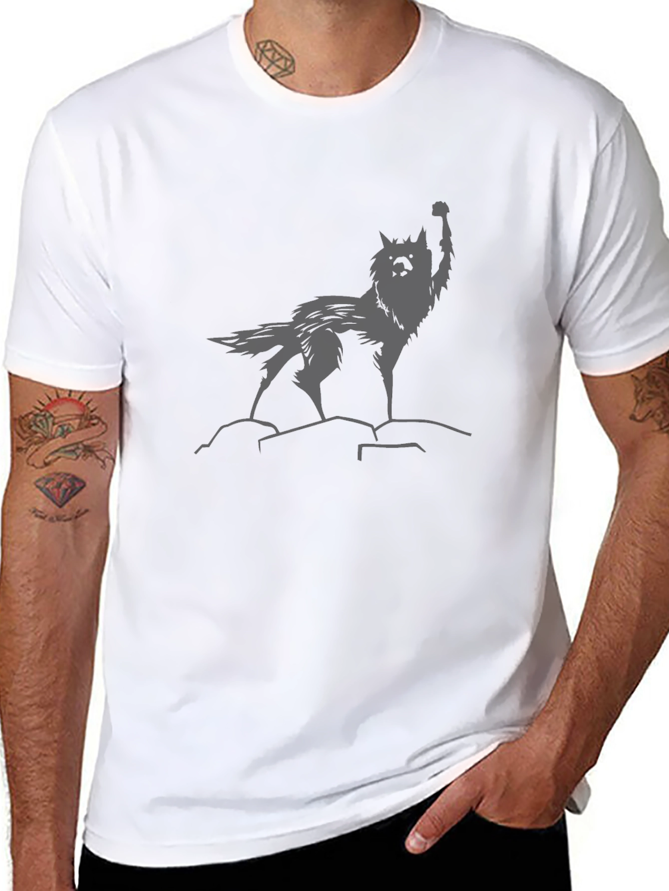 Wolf Graphic Tee - Black Cotton Comfort