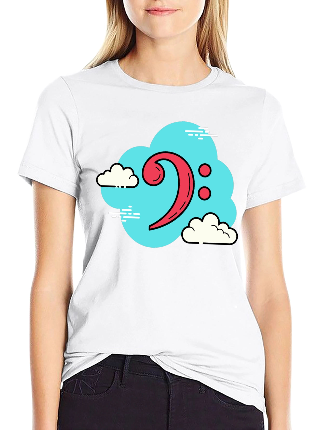 Bass Clef Cloud T-Shirt - Black Music Tee
