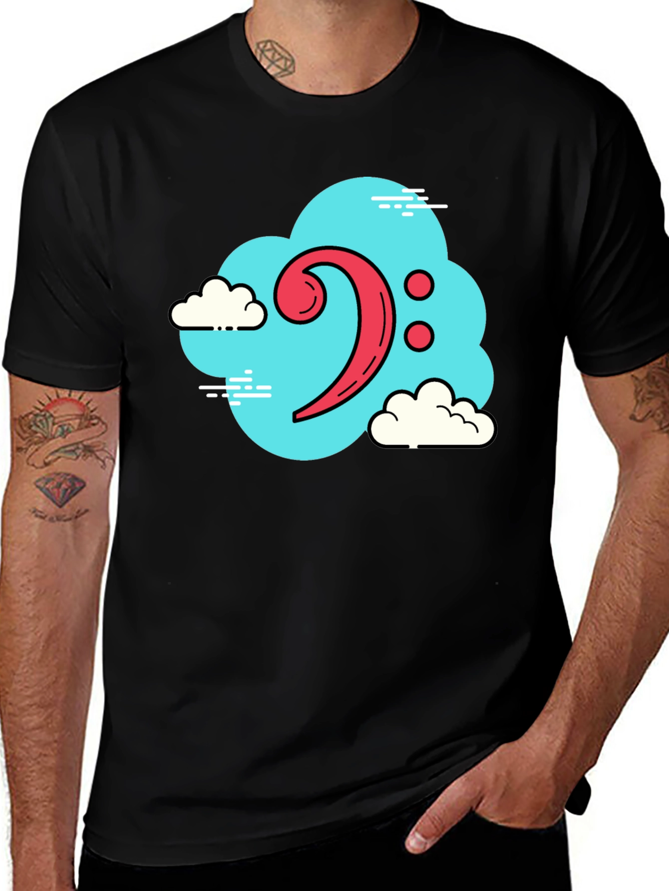 Bass Clef Cloud T-Shirt - Black Music Tee