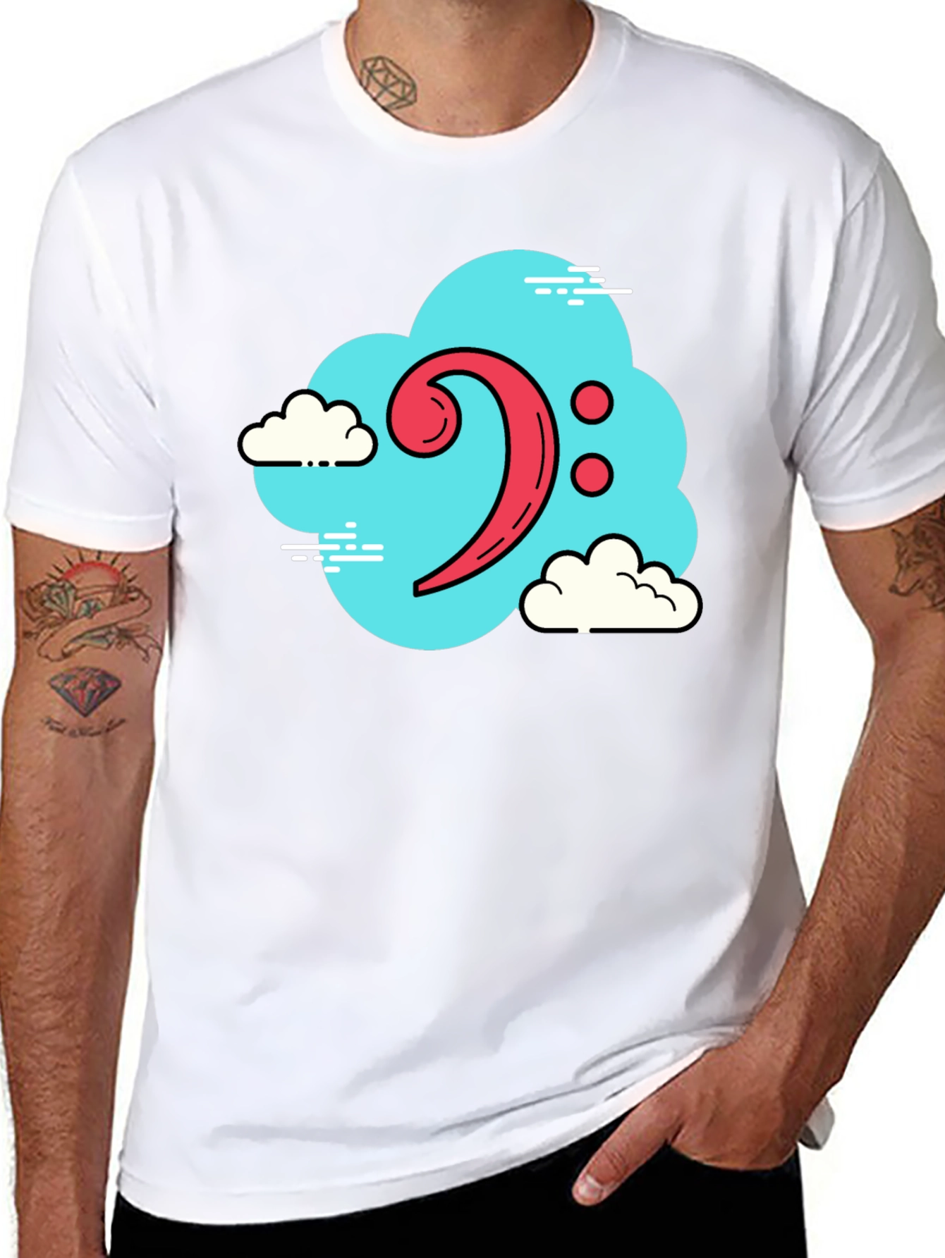 Bass Clef Cloud T-Shirt - Black Music Tee