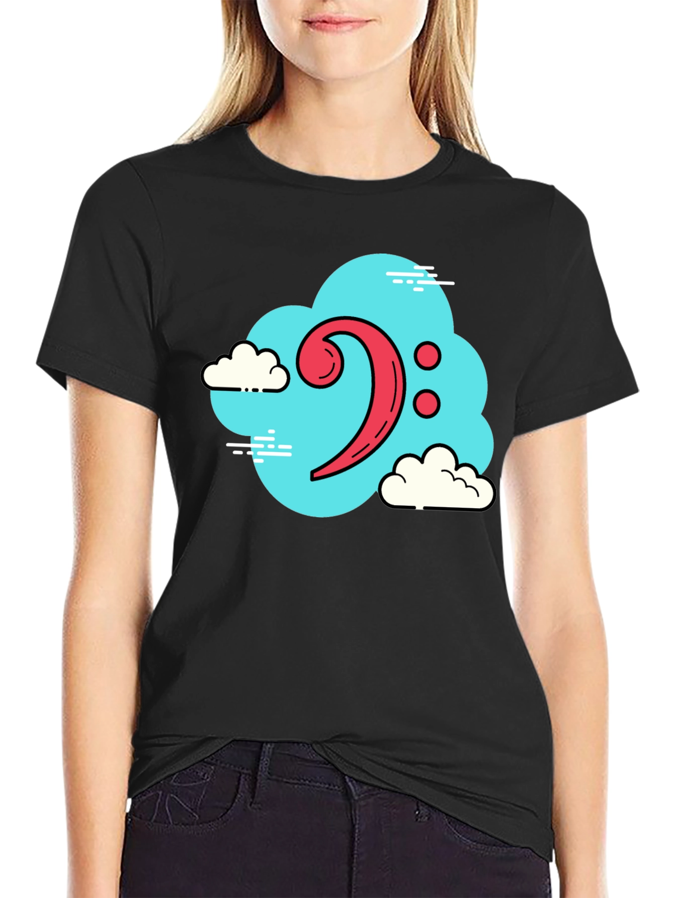 Bass Clef Cloud T-Shirt - Black Music Tee