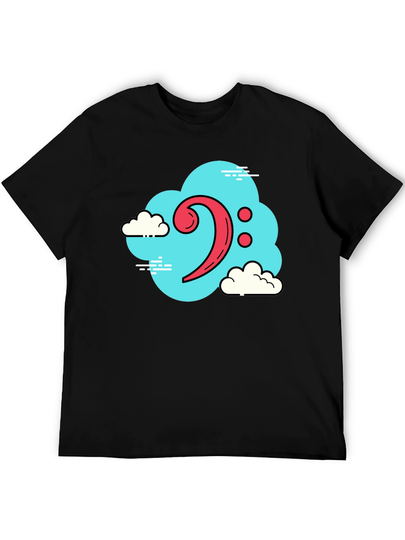 Bass Clef Cloud T-Shirt - Black Music Tee