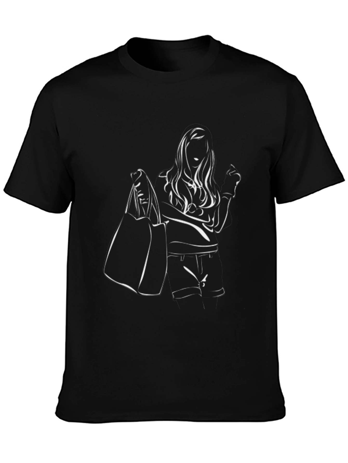 Trendy Silhouette Graphic Tee - Black Cotton Comfort