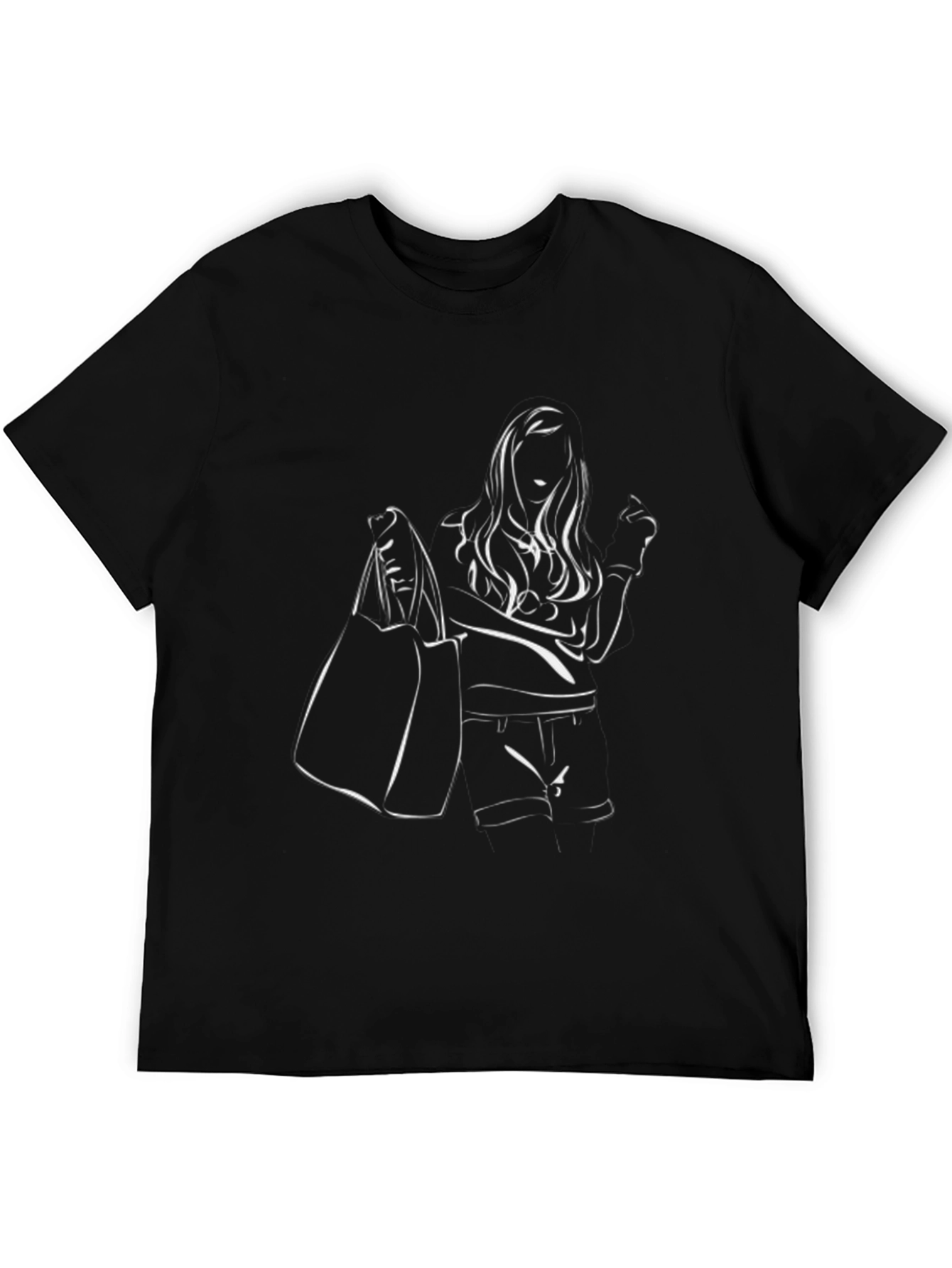 Trendy Silhouette Graphic Tee - Black Cotton Comfort