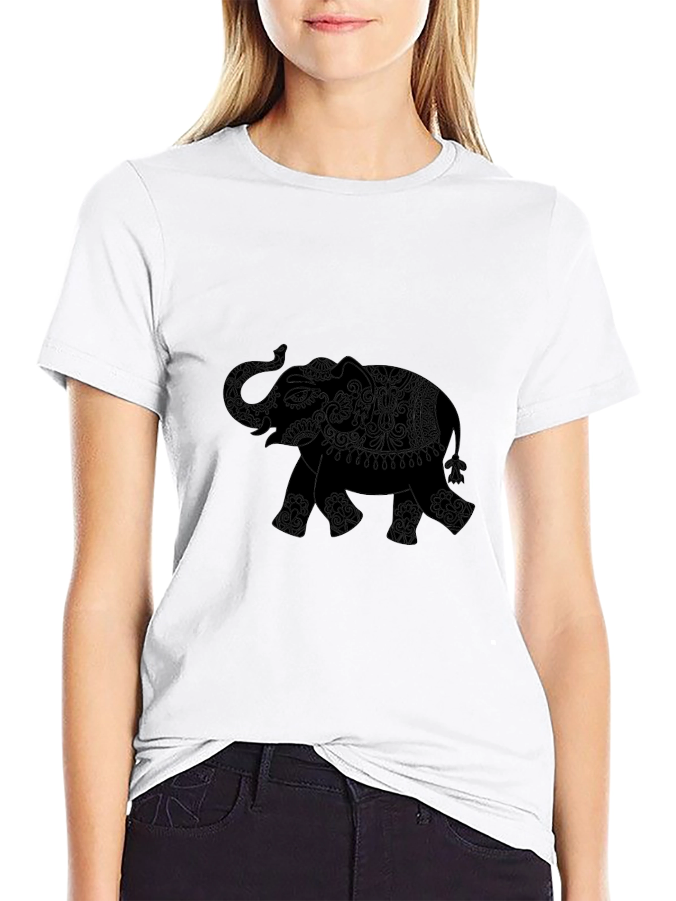 Elephant Silhouette Black T-Shirt