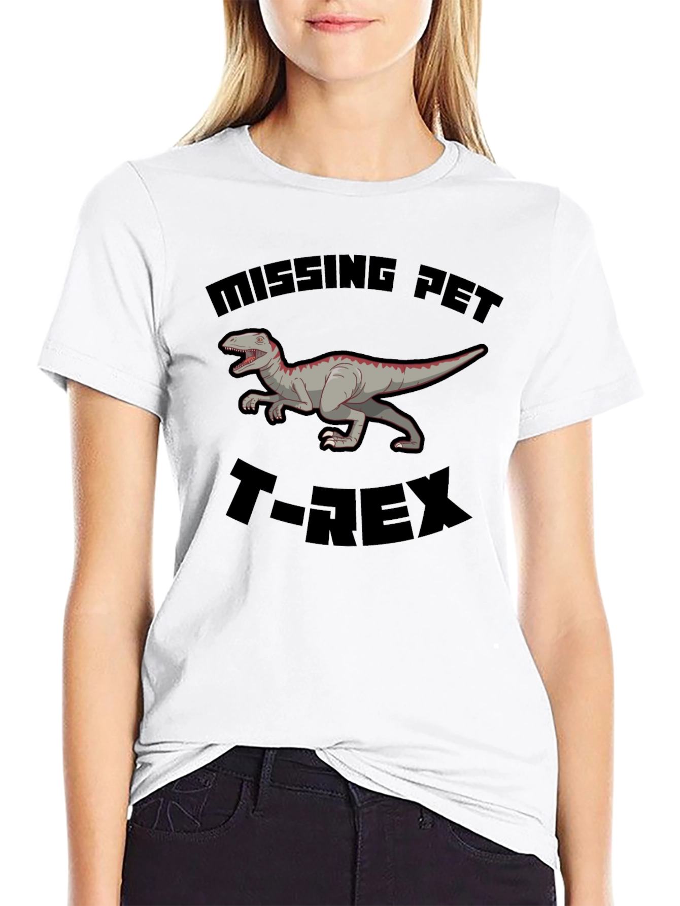 Missing Pet T-Rex Graphic Tee - Black Dinosaur Shirt