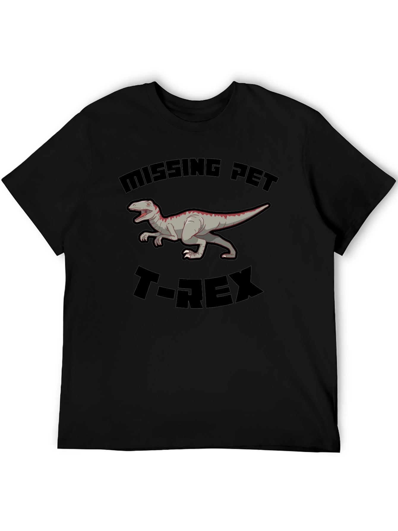 Missing Pet T-Rex Graphic Tee - Black Dinosaur Shirt