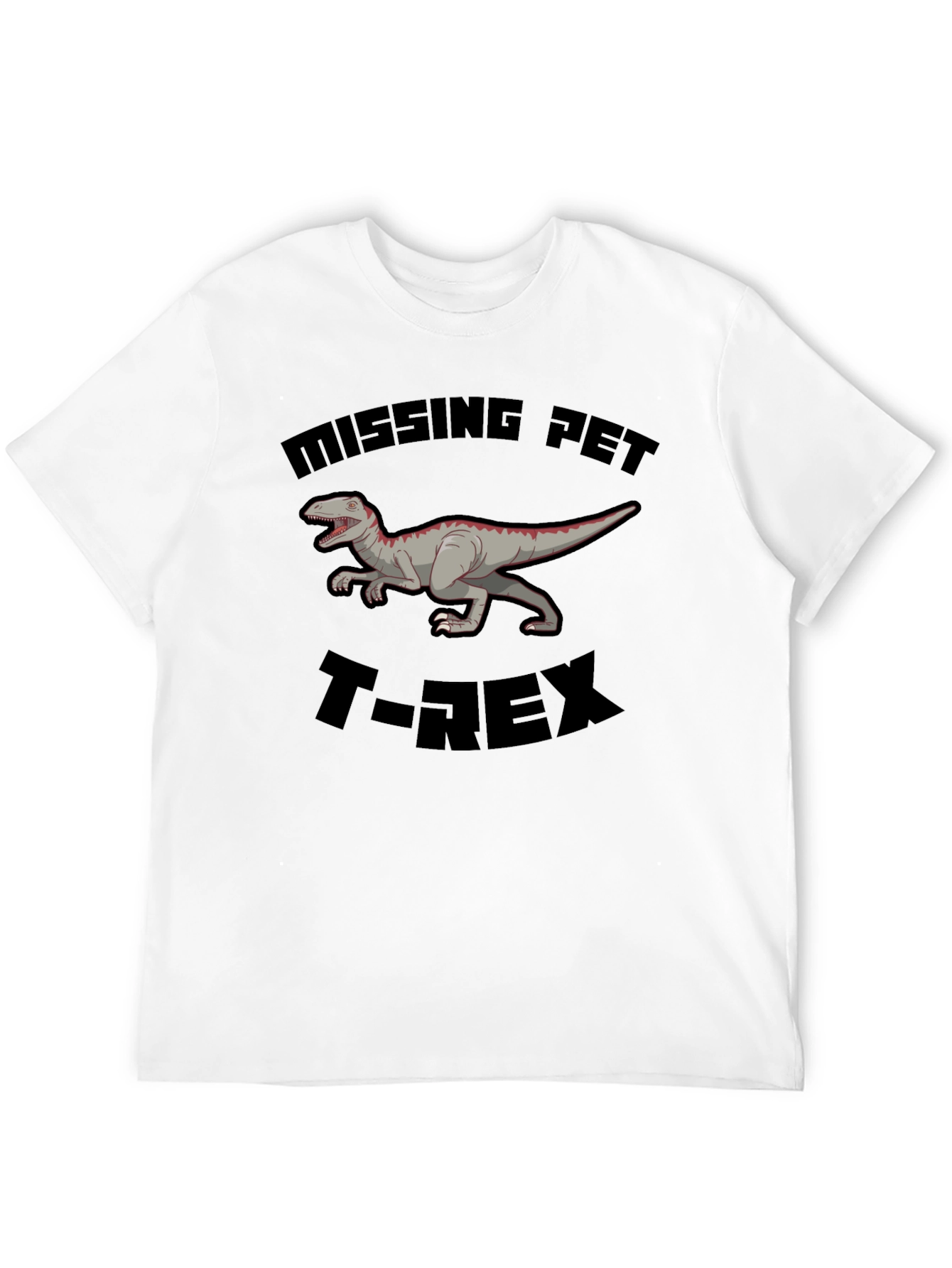 Missing Pet T-Rex Graphic Tee - Black Dinosaur Shirt