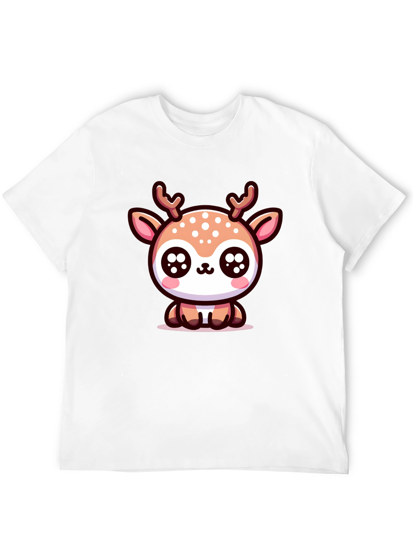 Cute Deer Graphic Tee - Black Cotton Blend