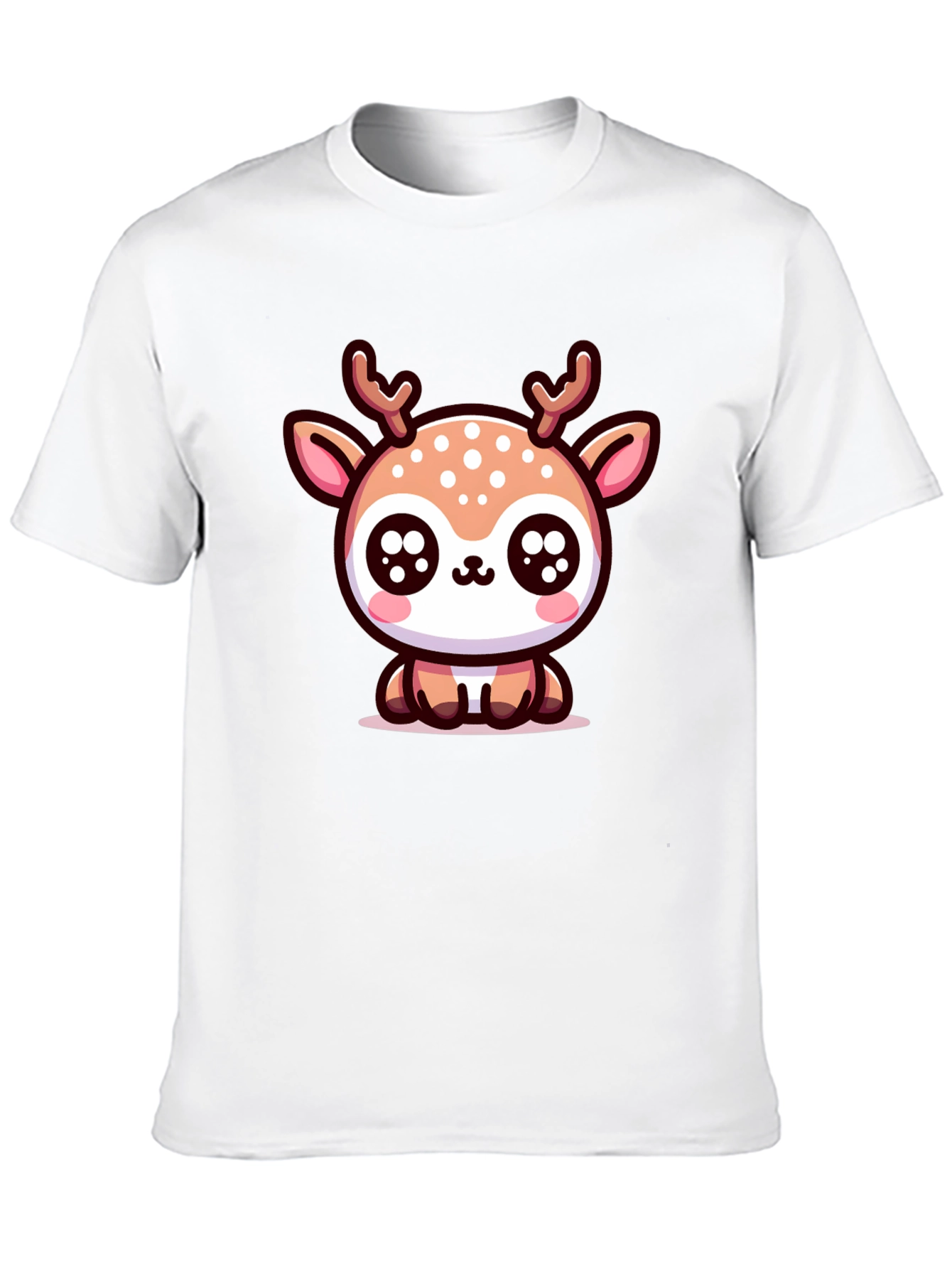 Cute Deer Graphic Tee - Black Cotton Blend