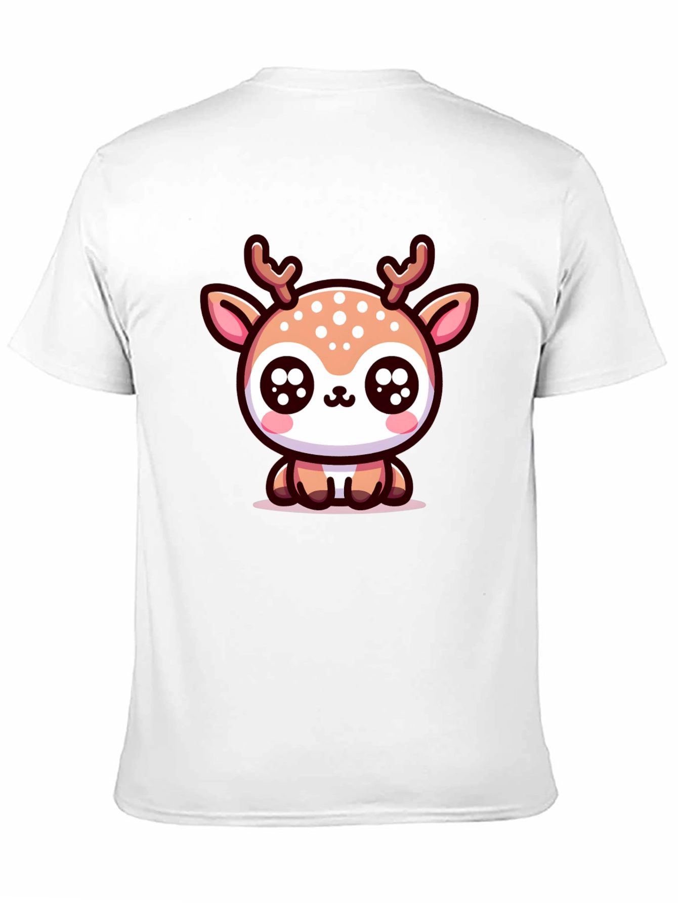 Cute Deer Graphic Tee - Black Cotton Blend