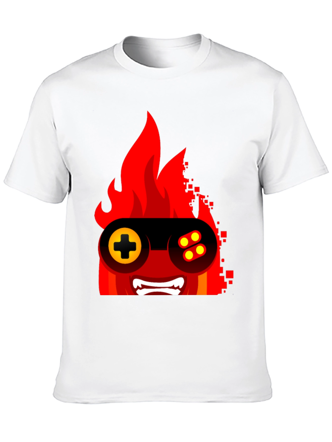Fiery Gamer Tee - Black Graphic T-Shirt