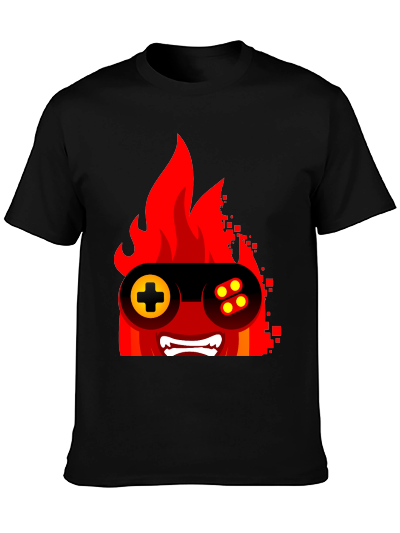 Fiery Gamer Tee - Black Graphic T-Shirt