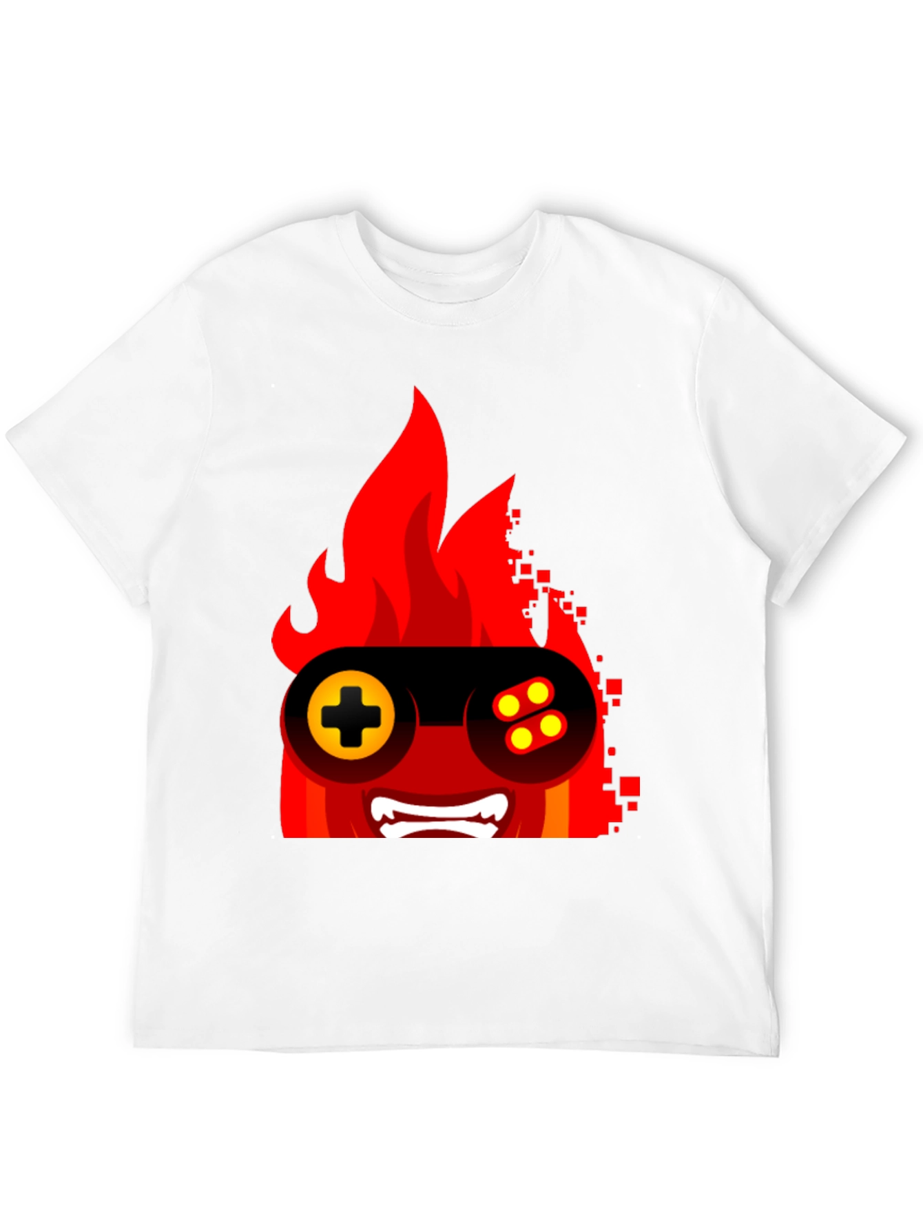 Fiery Gamer Tee - Black Graphic T-Shirt