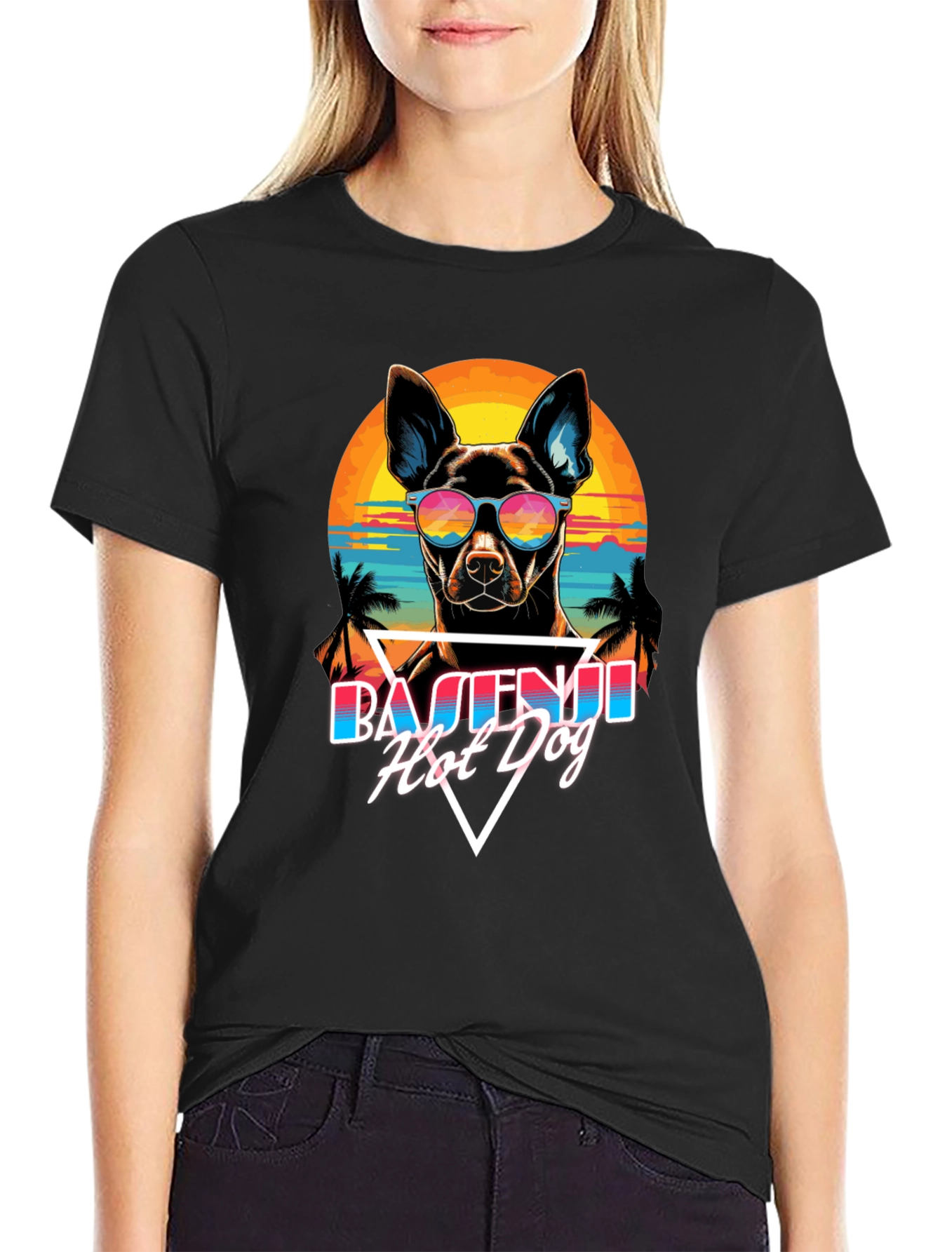 Basenji Hot Dog T-Shirt Retro Style