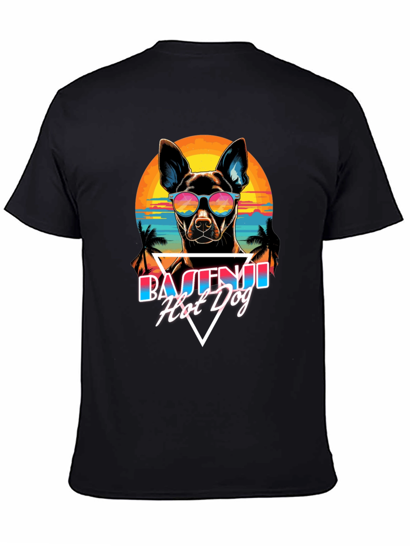 Basenji Hot Dog T-Shirt Retro Style