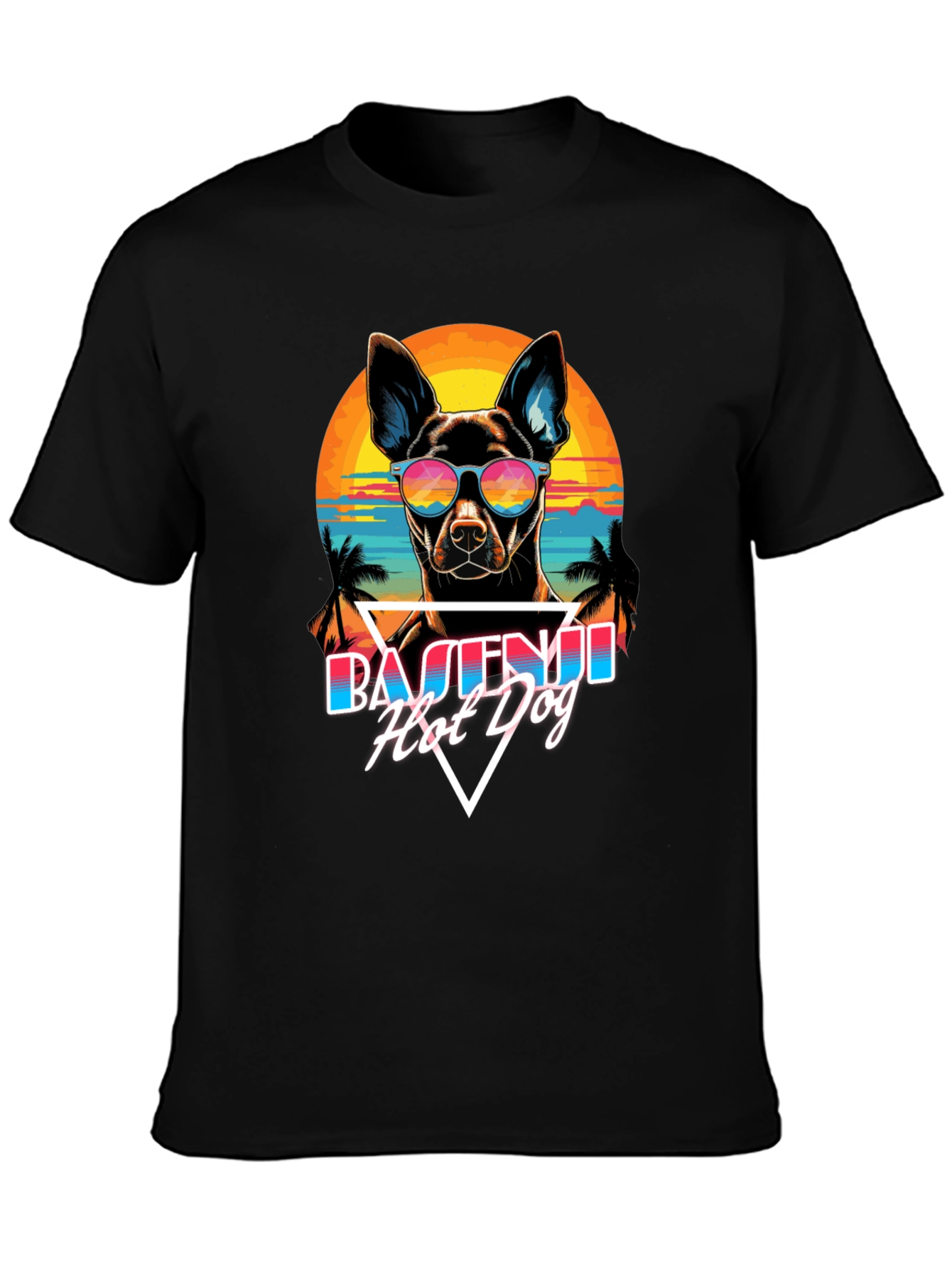 Basenji Hot Dog T-Shirt Retro Style