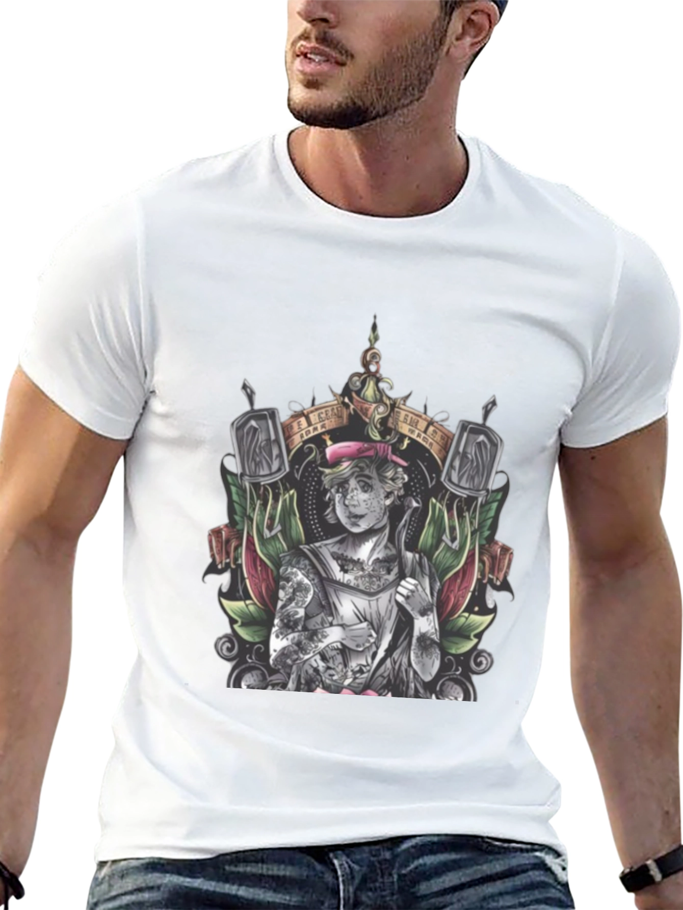 Tattooed Sailor Graphic Tee - Classic Black Cotton