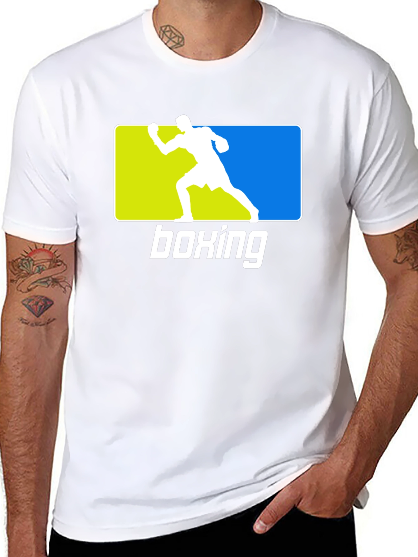 Boxing Graphic Tee - Black Sporty Design