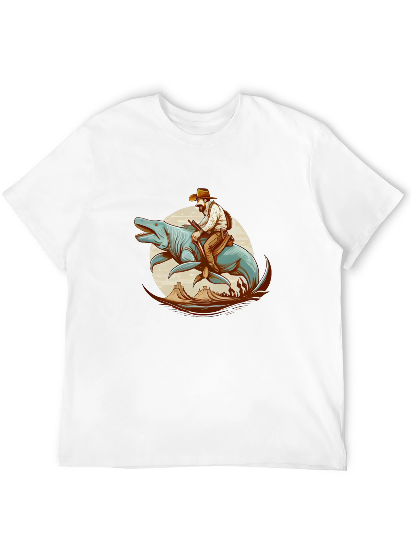 Cowboy Riding Sea Creature Graphic T-Shirt