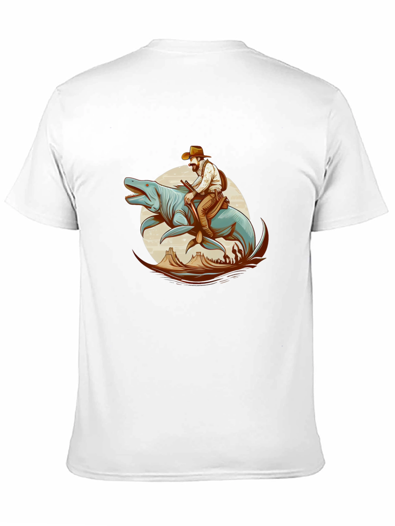 Cowboy Riding Sea Creature Graphic T-Shirt