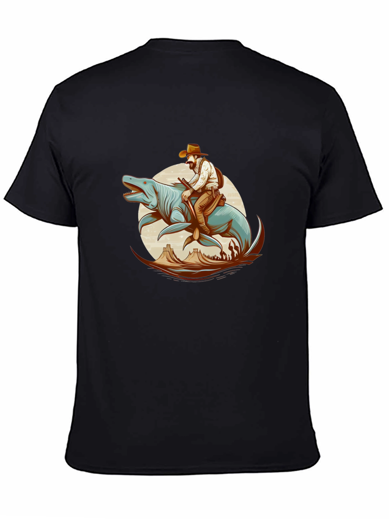 Cowboy Riding Sea Creature Graphic T-Shirt