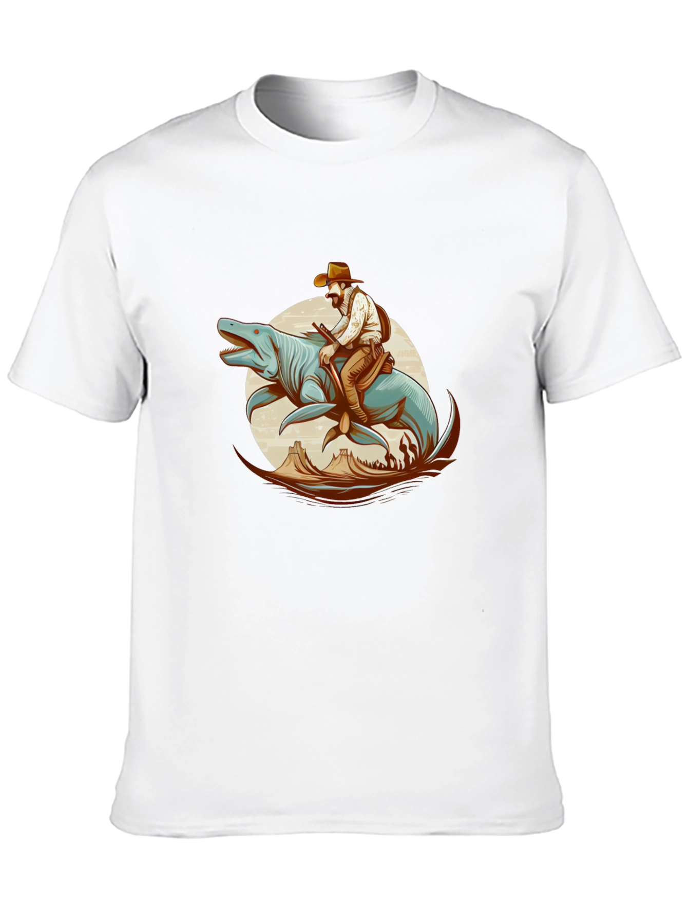 Cowboy Riding Sea Creature Graphic T-Shirt