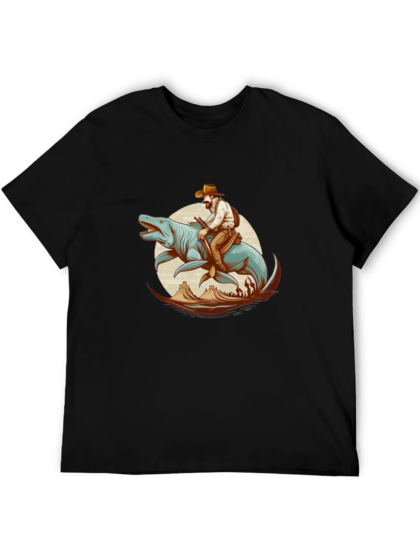 Cowboy Riding Sea Creature Graphic T-Shirt